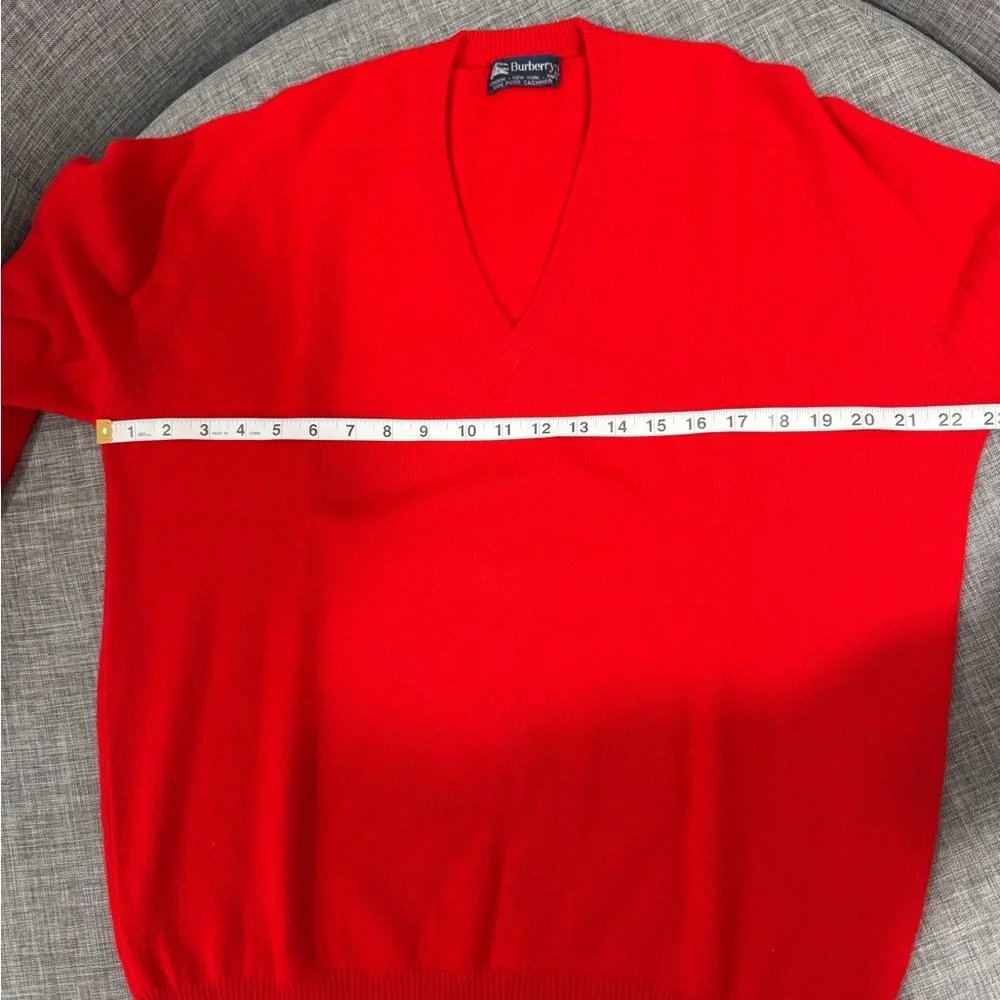 Burberry Men’s Bright Red V-Neck Sweater - Picture 5 of 11